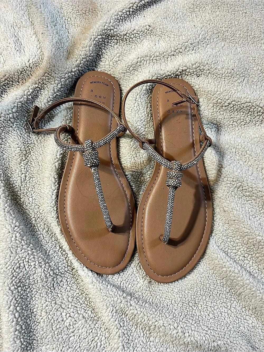 A New Day Embellished Brown & Silver Sandals US 9